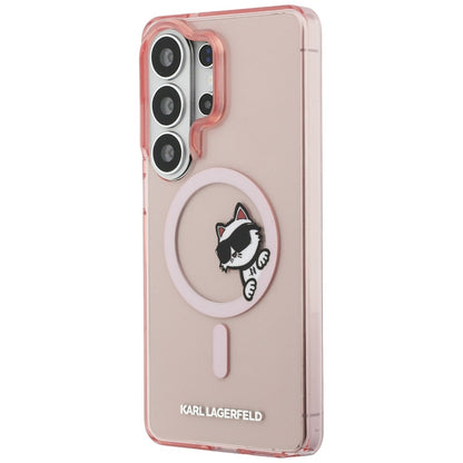 MagSafe Case for Samsung Galaxy S26 Ultra S948, Karl Lagerfeld, IML Choupette Peekaboo Logo, Pink
