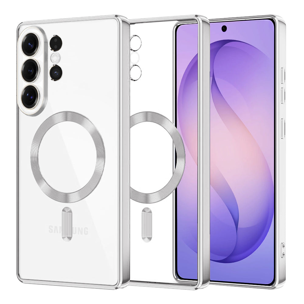 MagSafe Case for Samsung Galaxy S26 Ultra, Techsuit, Luxury Crystal, Silver