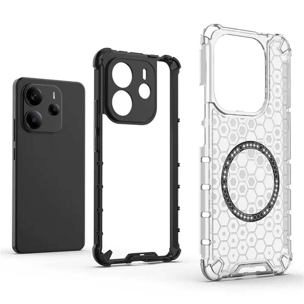 MagSafe Case for Xiaomi Redmi Note 14 4G (Regional), Techsuit, HoneyComb Shield, Black