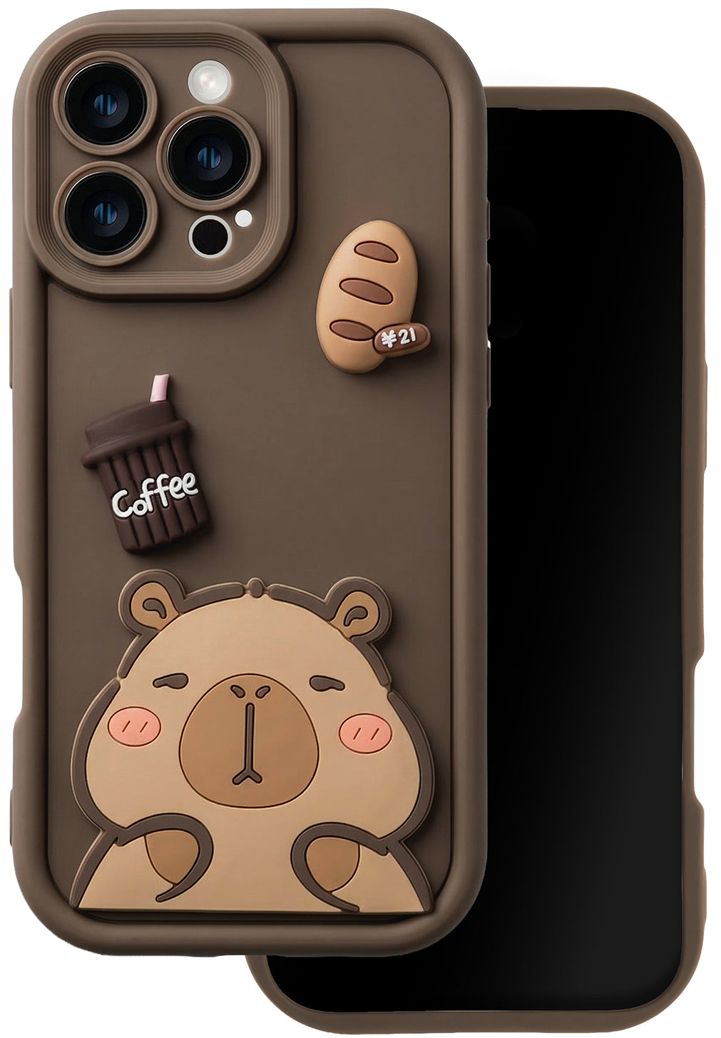 Case for Apple iPhone 17 Pro, OEM, Ultra Trendy 3D Capybara, Brown