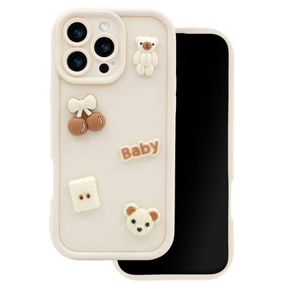 Case for Apple iPhone 16 Pro Max, OEM, Ultra Trendy 3D Bear, Beige