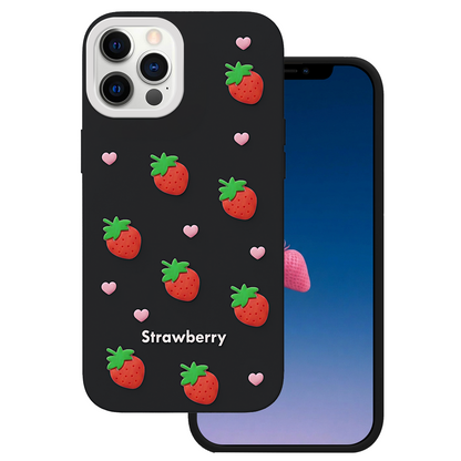 Case for Apple iPhone 16 Pro Max, OEM, Strawberry, Black