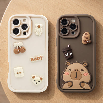 Case for Apple iPhone 17 Pro, OEM, Ultra Trendy 3D Capybara, Brown