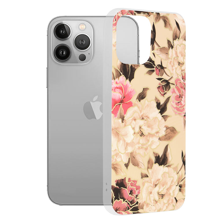 Case for Apple iPhone 13 Pro Max, Techsuit, Marble, Beige