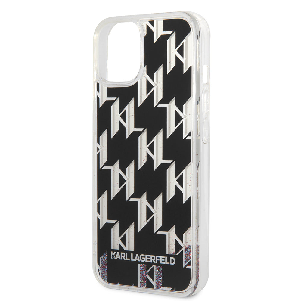 Case for Apple iPhone 14, Karl Lagerfeld, Liquid Glitter Monogram, Black