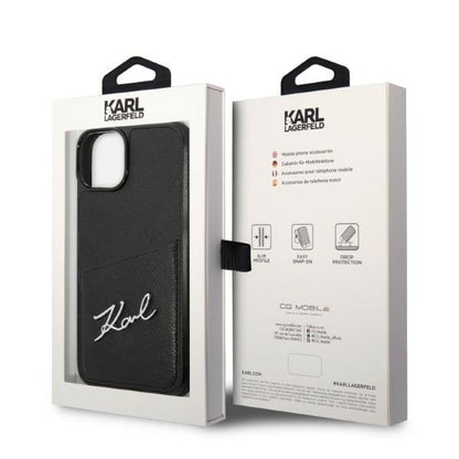 Case for Apple iPhone 14 Plus, Karl Lagerfeld, Cardslots Signature Logo, Black