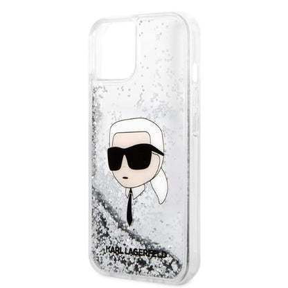 Case for Apple iPhone 14 Plus, Karl Lagerfeld, Glitter Karl's Head, Silver