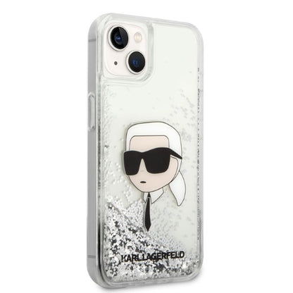 Case for Apple iPhone 14 Plus, Karl Lagerfeld, Glitter Karl's Head, Silver