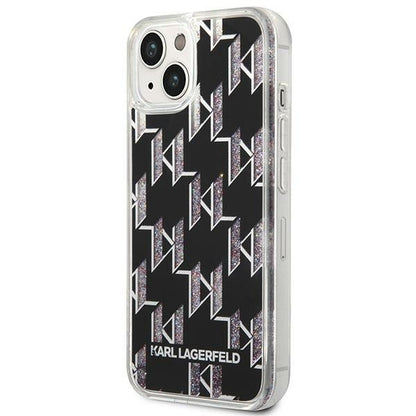 Case for Apple iPhone 14 Plus, Karl Lagerfeld, Liquid Glitter Monogram, Black
