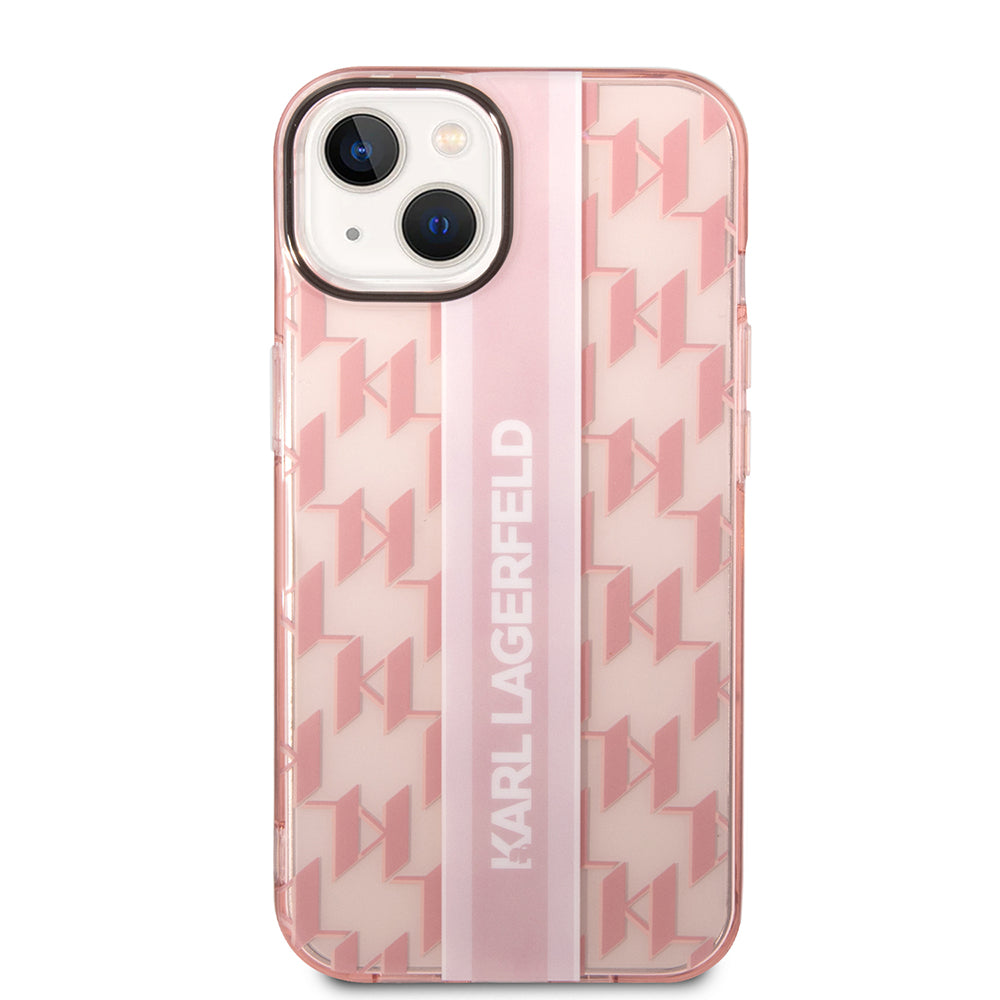 Case for Apple iPhone 14 Plus, Karl Lagerfeld, Monogram Stripe, Pink