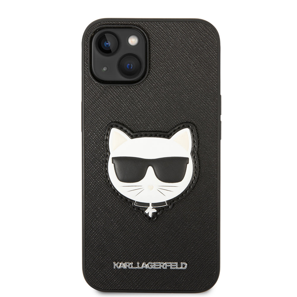 Case for Apple iPhone 14 Plus, Karl Lagerfeld, Saffiano Choupette's Head, Black