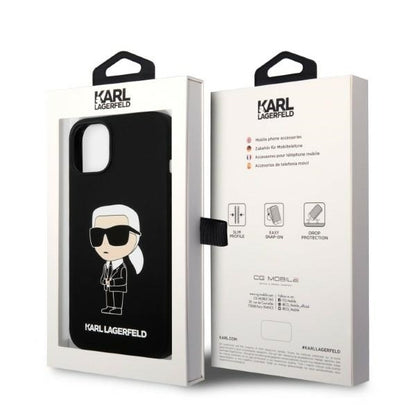 Case for Apple iPhone 14 Plus, Karl Lagerfeld, Ikonik Karl Silicone, Black
