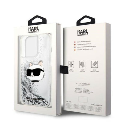 Case for Apple iPhone 14 Pro, Karl Lagerfeld, Glitter Choupette's Head, Silver
