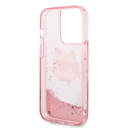 Case for Apple iPhone 14 Pro, Karl Lagerfeld, Glitter Choupette's Head, Pink