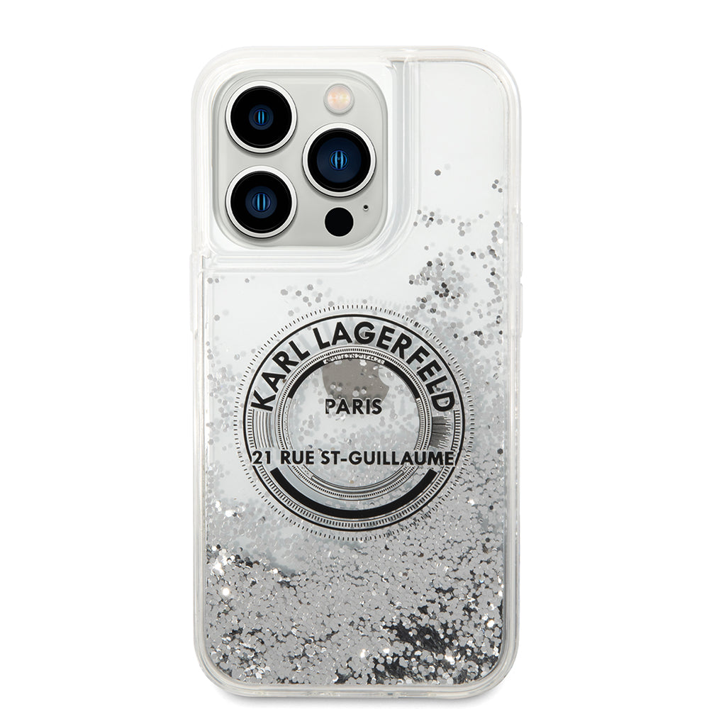 Case for Apple iPhone 14 Pro, Karl Lagerfeld, Liquid Glitter RSG, Silver