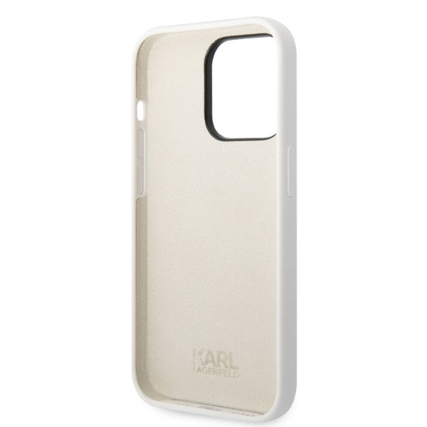 Case for Apple iPhone 14 Pro, Karl Lagerfeld, Silicone Choupette, White