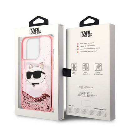 Case for Apple iPhone 14 Pro Max, Karl Lagerfeld, Glitter Choupette's Head, Pink