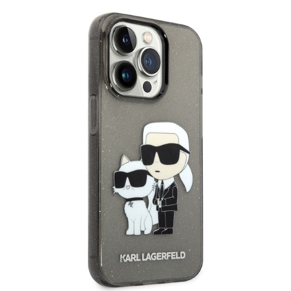 Case for Apple iPhone 14 Pro Max, Karl Lagerfeld, Glitter Karl & Choupette, Black