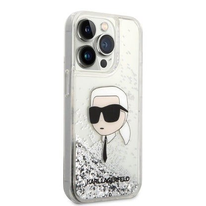 Case for Apple iPhone 14 Pro Max, Karl Lagerfeld, Glitter Karl's Head, Silver