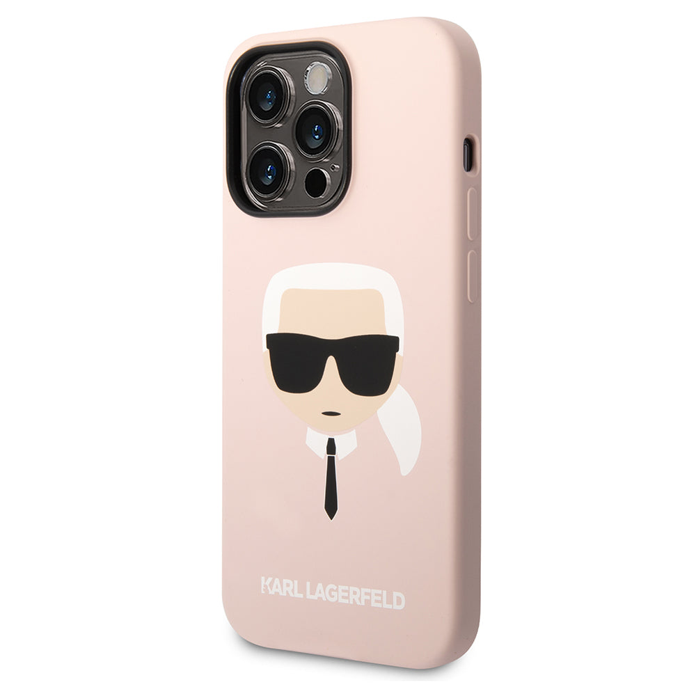 Case for Apple iPhone 14 Pro Max, Karl Lagerfeld, Silicone Karl's Head, Pink