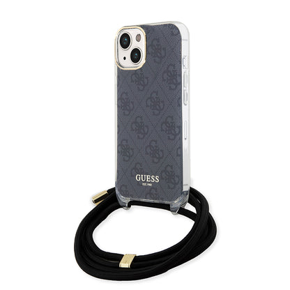Case for Apple iPhone 15, Guess, 4G IML Printed Crossbody, Black