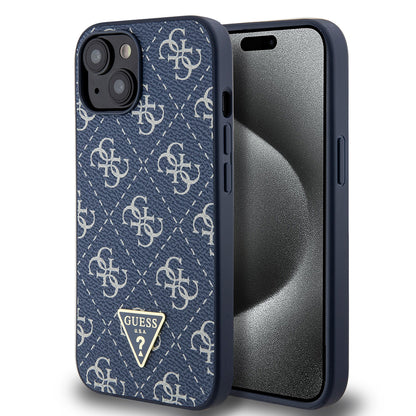 Case for Apple iPhone 15, Guess, 4G Triangle Logo, Blue