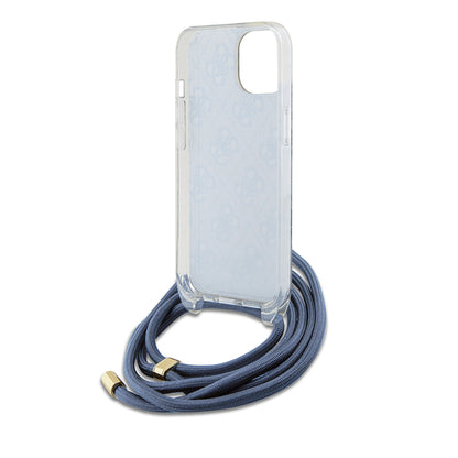 Case for Apple iPhone 15, Guess, Crossbody Cord 4G Print, Blue