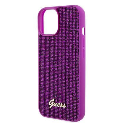 Case for Apple iPhone 15, Guess, Disco Metal Script, Fuchsia