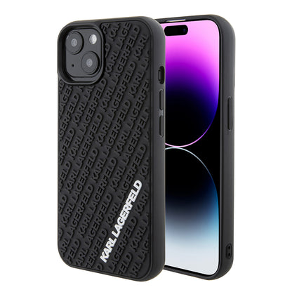 Case for Apple iPhone 15, Karl Lagerfeld, 3D Rubber Multi Logo, Black