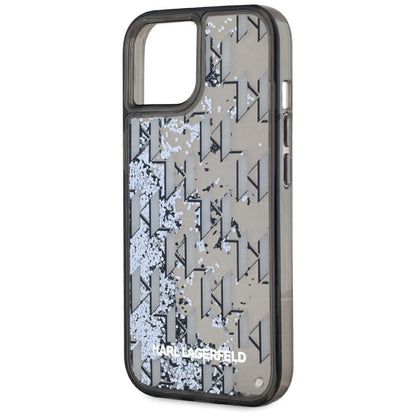 Case for Apple iPhone 15, Karl Lagerfeld, Liquid Glitter Monogram, Black