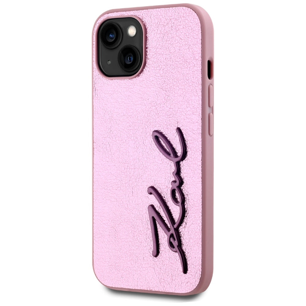 Case for Apple iPhone 15, Karl Lagerfeld, Metal Signature, Pink