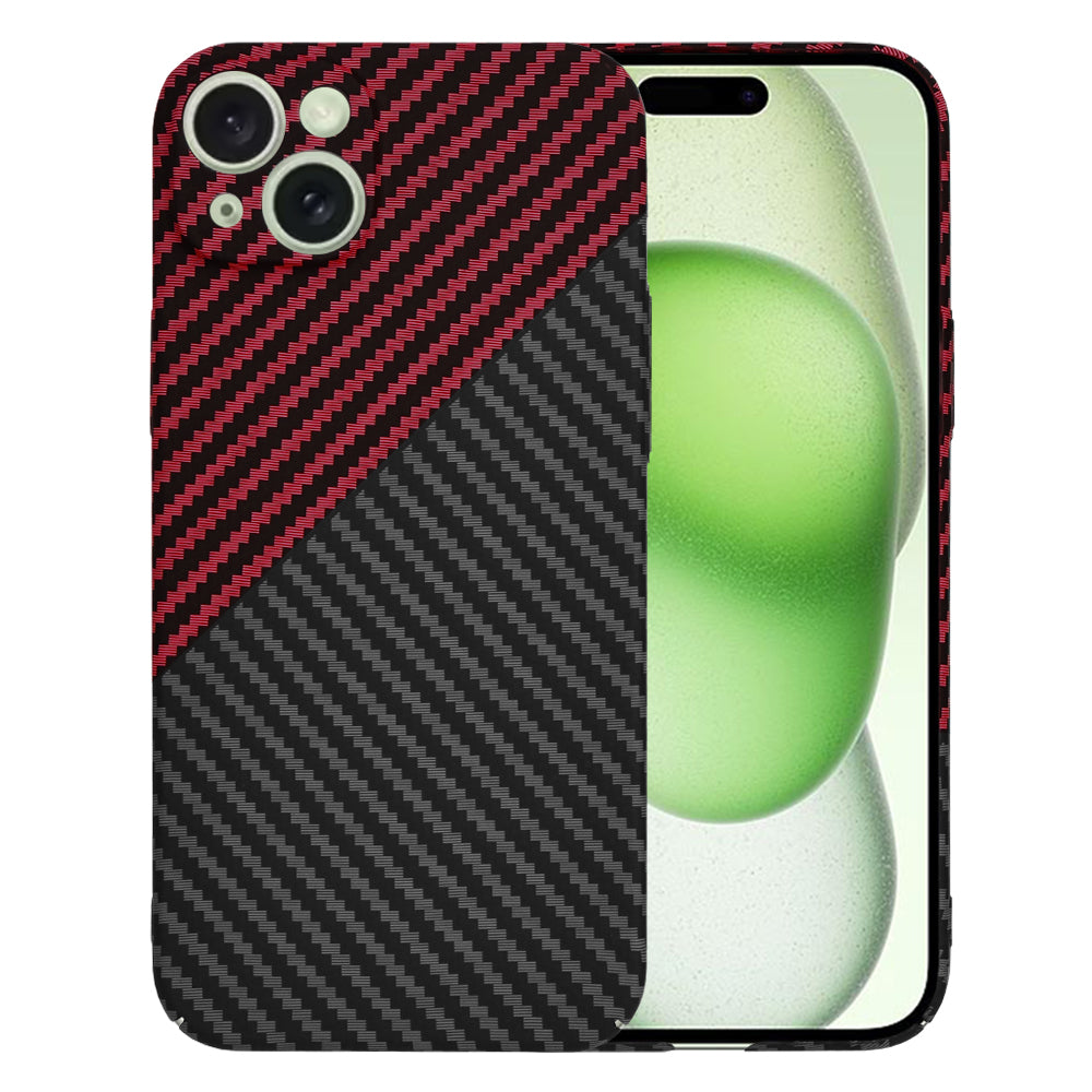 Case for Apple iPhone 15 Plus, Techsuit, Carbonite FiberShell, Black Red