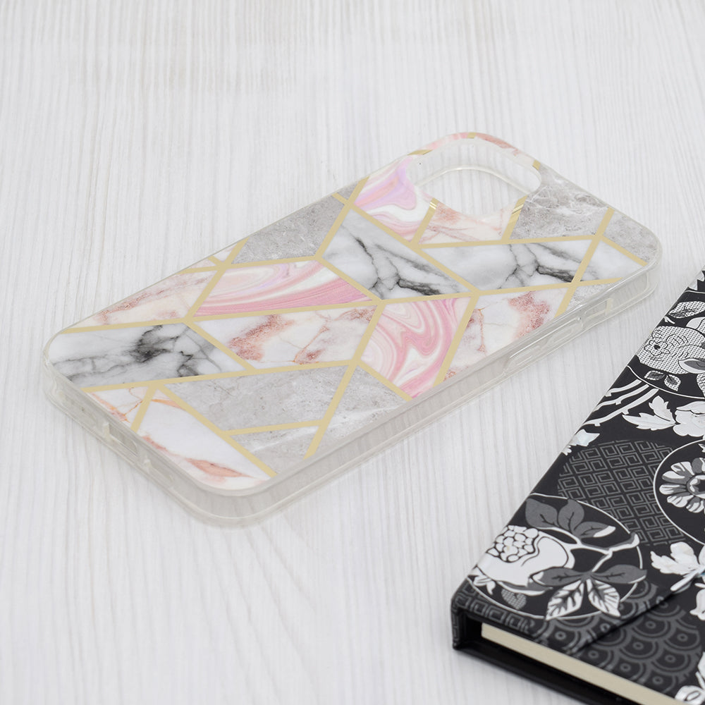 Case for Apple iPhone 15 Plus, Techsuit, Marble, Pink