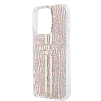 Case for Apple iPhone 15 Pro, Guess, IML 4G Gold Stripe, Pink