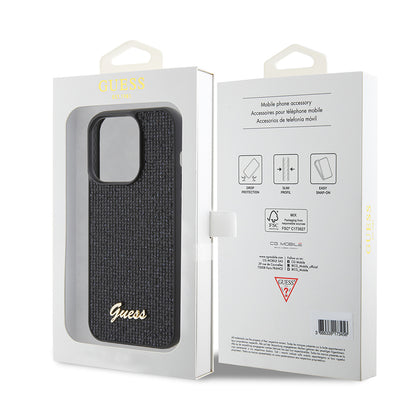 Case for Apple iPhone 15 Pro, Guess, PU Square Mirror Script Logo, Black GUHCP15LPMSDGSK