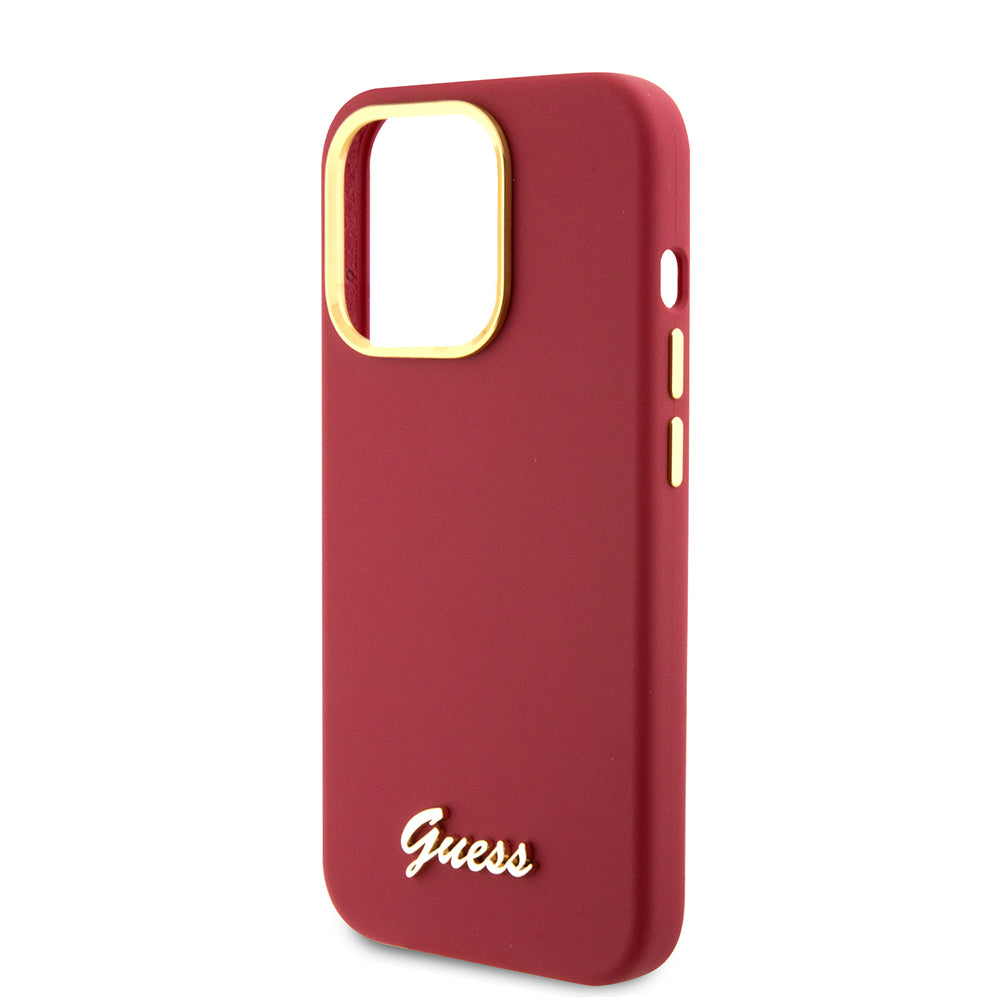Case for Apple iPhone 15 Pro, Guess, Script Metal Logo & Frame, Pink