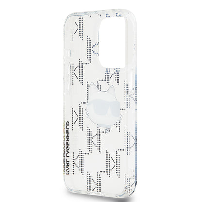 Case for Apple iPhone 15 Pro, Karl Lagerfeld, IML Electroplated Choupette Head, Transparent