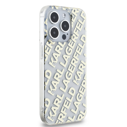 Case for Apple iPhone 15 Pro, Karl Lagerfeld, IML Electroplated Repeated Logo, Gold