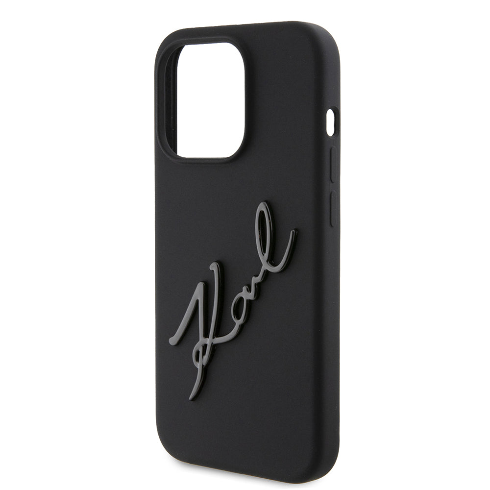 Case for Apple iPhone 15 Pro, Karl Lagerfeld, Silicone Karl Script, Black