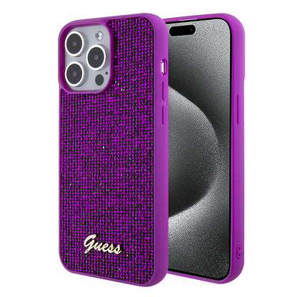 Case for Apple iPhone 15 Pro Max, Guess, Disco Metal Script, Fuchsia