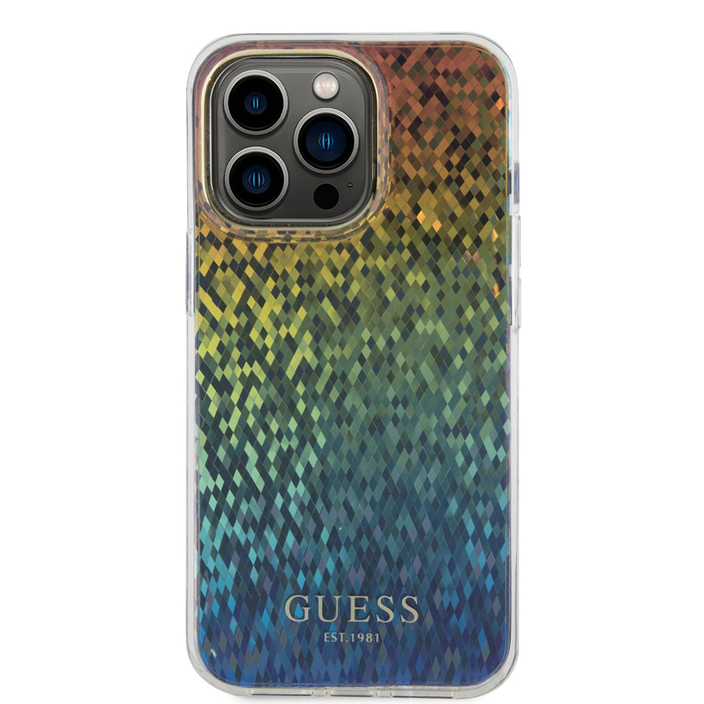 Case for Apple iPhone 15 Pro Max, Guess, IML Faceted Mirror Disco Iridescent, Multicolor