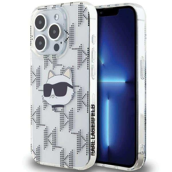 Case for Apple iPhone 15 Pro Max, Karl Lagerfeld, IML Electroplated Choupette Head, Transparent