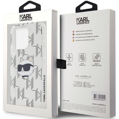 Case for Apple iPhone 15 Pro Max, Karl Lagerfeld, IML Electroplated Choupette Head, Transparent