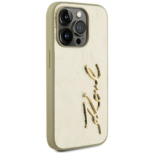 Case for Apple iPhone 15 Pro Max, Karl Lagerfeld, Metal Signature, Gold