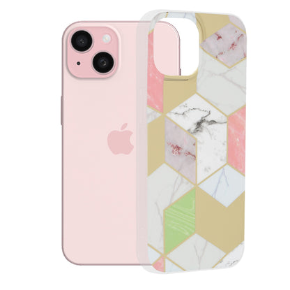 Case for Apple iPhone 15, Techsuit, Marble, Purple