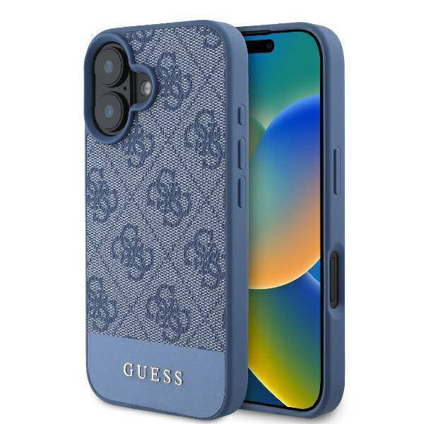Case for Apple iPhone 16, Guess, 4G Bottom Stripe, Blue