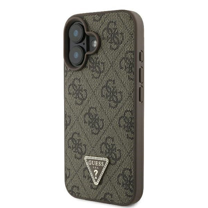 Case for Apple iPhone 16, Guess, 4G Triangle Strass, Brown