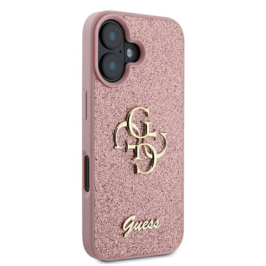Case for Apple iPhone 16, Guess, Fixed Glitter Big 4G, Pink