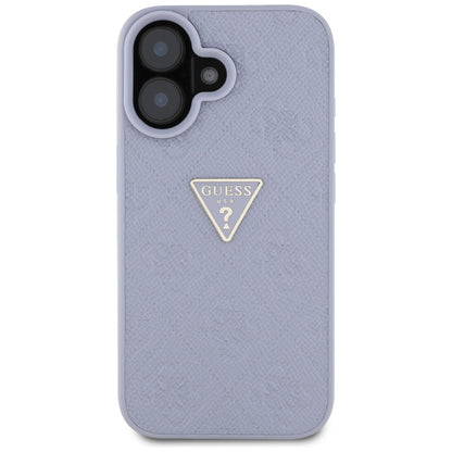 Case for Apple iPhone 16, Guess, Hot Stamp 4G Pattern Triangle Logo, Light Purple