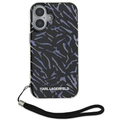 Case for Apple iPhone 16 Plus, Karl Lagerfeld, Zebra with Cord Strap, Purple